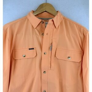 Poncho Shirt Mens Small Light Orange Slim Fit Magnetic Pockets Long Sleeve NWOT